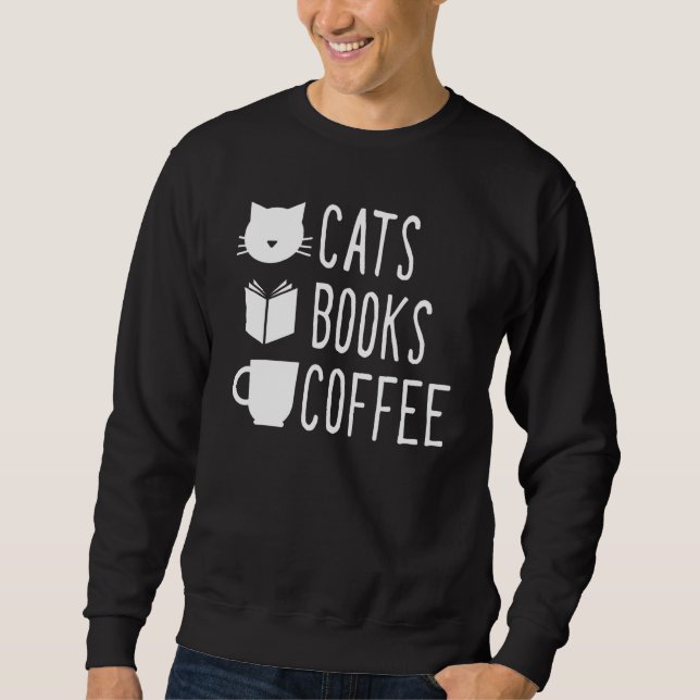 Cats Bokar Coffee Pet Home Art Lång Ärmad Tröja (Framsida)
