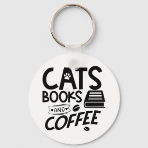 Cats Bokar Coffee Typography Bookworm Say Nyckelring