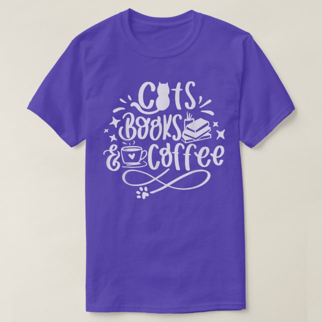 Cats Bokar och Coffee Funny Librarian Kittens Kärl T Shirt (Design framsida)