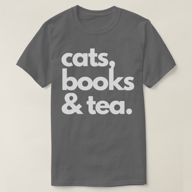 Cats Bokar och Tea Älskare T Shirt (Design framsida)