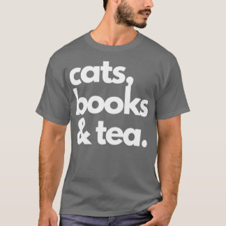 Cats Bokar och Tea Älskare T Shirt