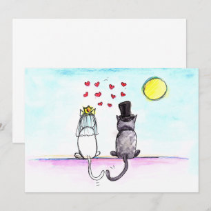 Cats Bröllop Bride and Groom bröllopsinbjudan Inbjudningar