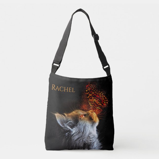 Cats Butterfly Kisses Personlig Namn Axelväska (Framsida)