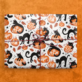 Cats Carving Halloween Jack-o'-lantern Pumpkins Presentpapper