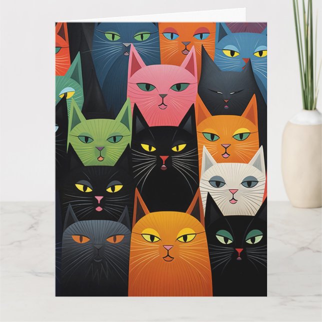 CATS CAT ART BIRTHDAY GREETARD CARD TACK KORT (Framsida)