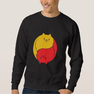 Cats Cat Funny Cute Superskoj Yin Yang Knubbig Lång Ärmad Tröja