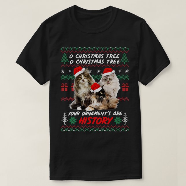 Cats Christmas Funny Ornaments Norwegian Forest Ca T Shirt (Design framsida)
