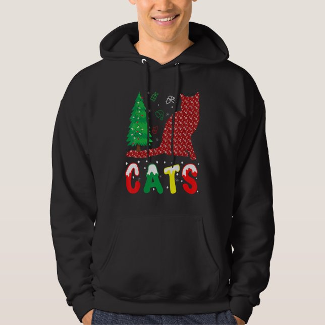 Cats Christmas Pajama Family Xmas Hoodie (Framsida)
