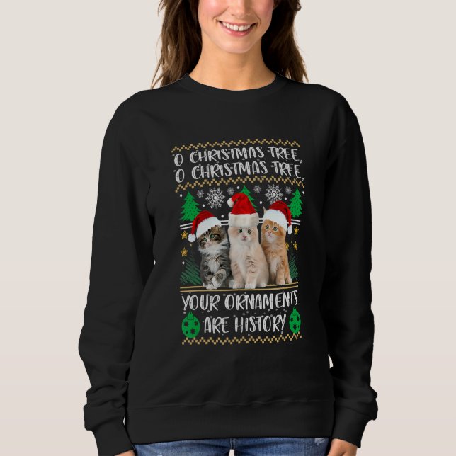Cats Christmas Shirt Funny Ornaments Pajama Family T Shirt (Framsida)