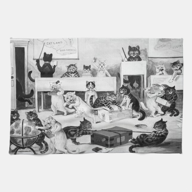 Cats Classroom Discipline, Louis Wain Kökshandduk (Horisontell)