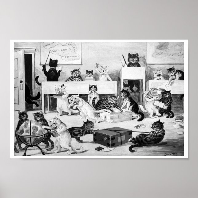 Cats Classroom Discipline, Louis Wain Poster (Framsidan)
