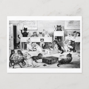 Cats Classroom Discipline, Louis Wain Vykort