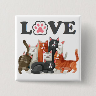 Cats Clowder Illustration med KÄRLEK Knapp