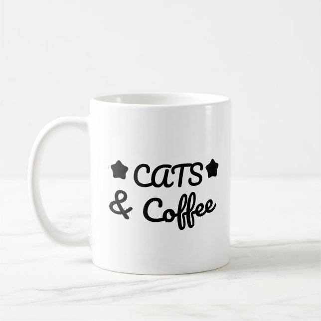 Cats & Coffee -  Cat Lover Gift Kaffemugg (Vänster)