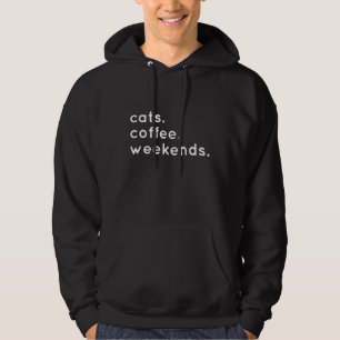 Cats Coffee Helg Kalla mig Kat Hoodie