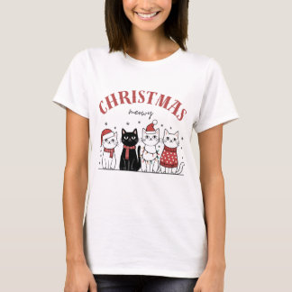 cats cute funny meowy Christmas  T Shirt