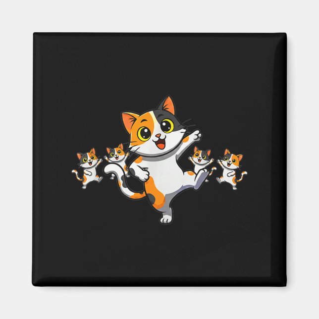 Cats Dancing Funny Cat Lover For Women Kitty Graph Magnet (Framsidan)