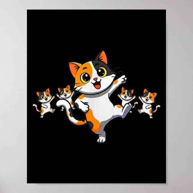 Cats Dancing Funny Cat Lover For Women Kitty Graph Poster (Framsidan)