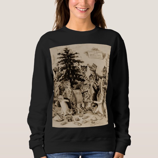 Cats Decorating Christmas Tree by Louis Wain T Shirt (Framsida)