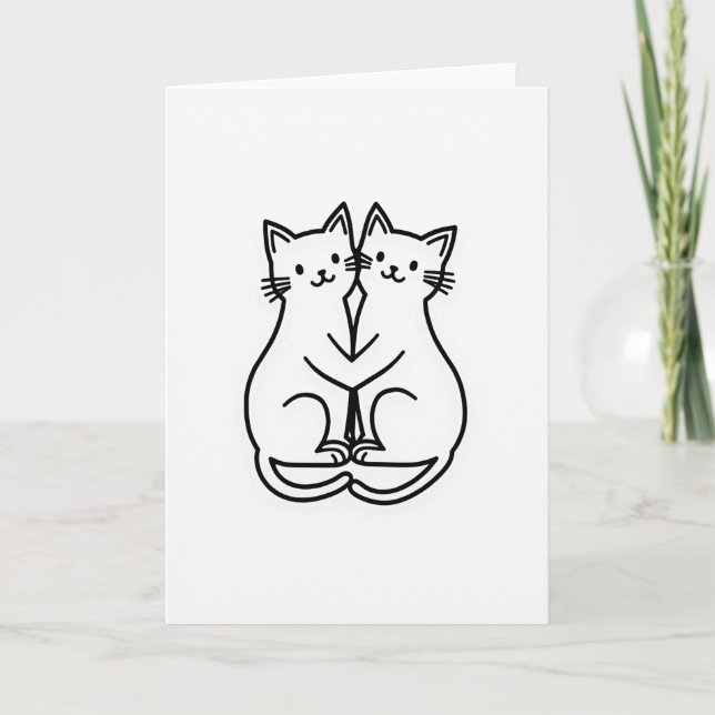 Cats Embrace Love Greeting Card Kort (Framsida)