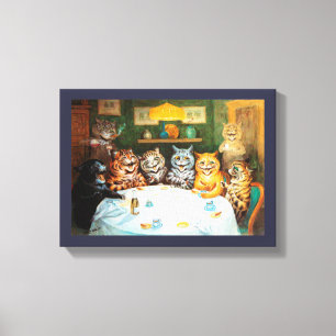 Cats Enjoying Cigars & Brandy, Louis Wain Canvastryck