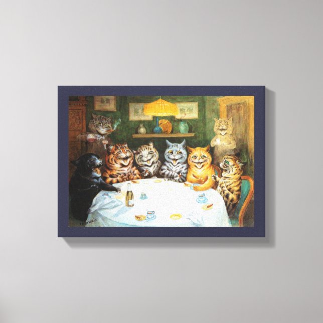 Cats Enjoying Cigars & Brandy, Louis Wain Canvastryck (Framsida)