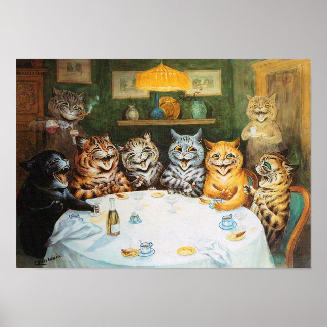 Cats Enjoying Cigars & Brandy, Louis Wain Poster (Framsidan)