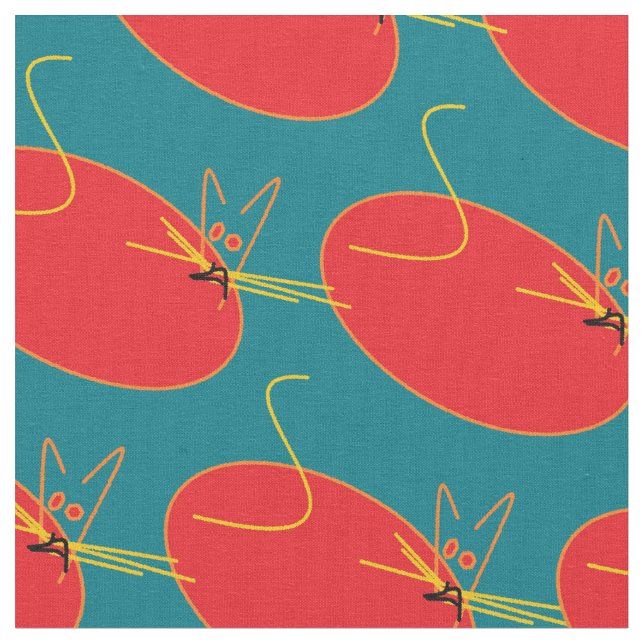 Cats Fabric Mönster Tyg (Närbild)