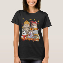 Cats Fall Autumn Löv Träd Funny T Shirt