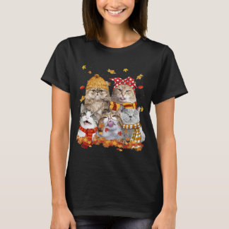 Cats Fall Autumn Löv Träd Funny T Shirt