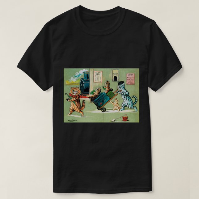Cats Family's Tåg Travel, Louis Wain T Shirt (Design framsida)