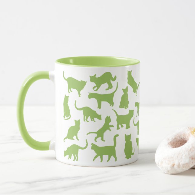 Cats Färg Lime Green Mugg (Med munk)