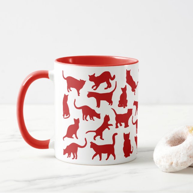 Cats Färg Red Mugg (Med munk)
