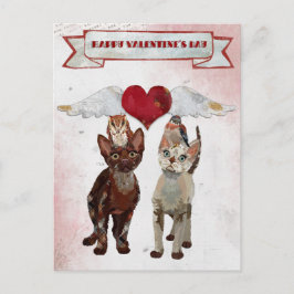 CATS & FEATHERS VALENTINS vykort