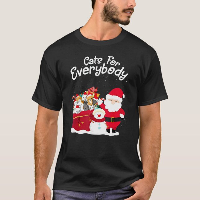 Cats For Everybody Cat Christmas Pajama Santa Ugly T Shirt (Framsida)