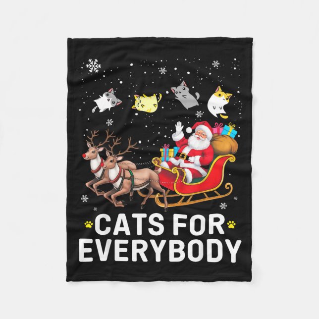 Cats For Everybody Christmas Cat Funny Xmas Cat Lo Fleecefilt (Framsidan)
