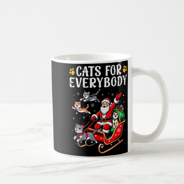 Cats For Everybody Christmas Cat Funny Xmas Men Wo Kaffemugg (Höger)