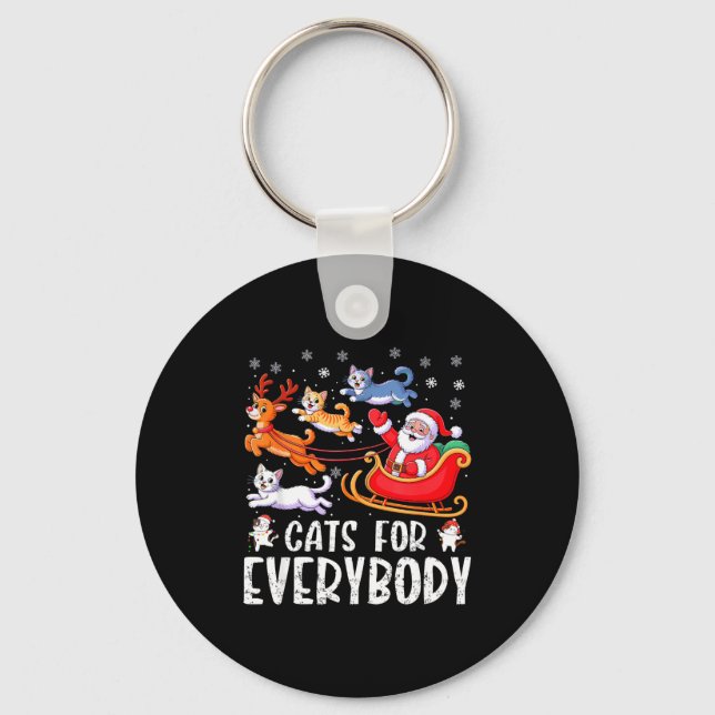 Cats For Everybody Christmas Cat Funny Xmas Men Wo Nyckelring (Framsida)