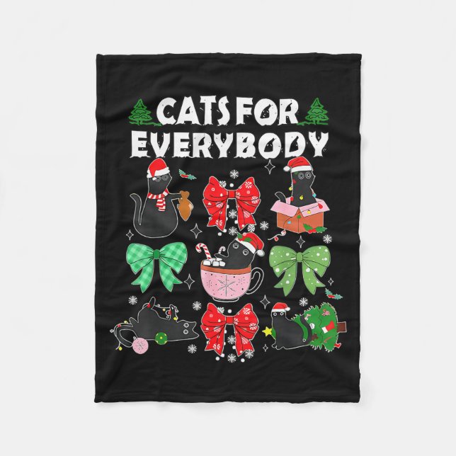 Cats For Everybody Christmas Cat Funny Xmas Women  Fleecefilt (Framsidan)