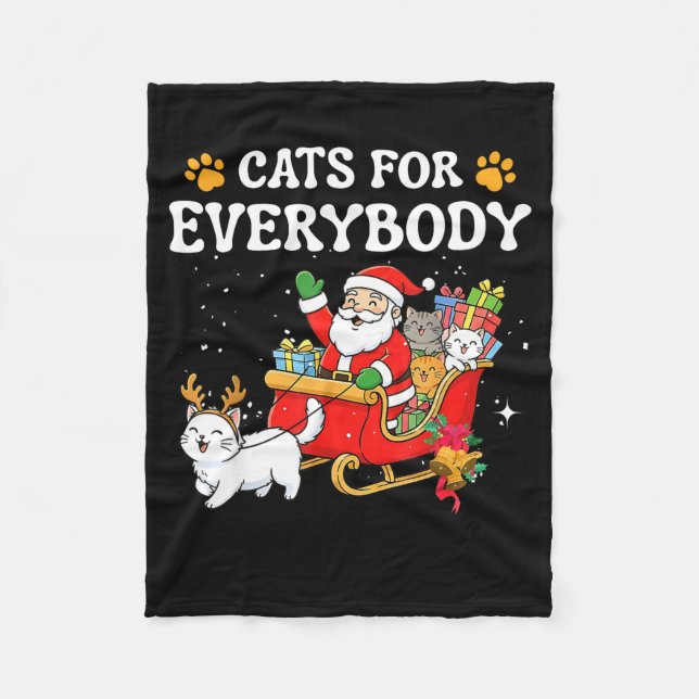 Cats For Everybody Christmas Cat Funny Xmas Women  Fleecefilt (Framsidan)