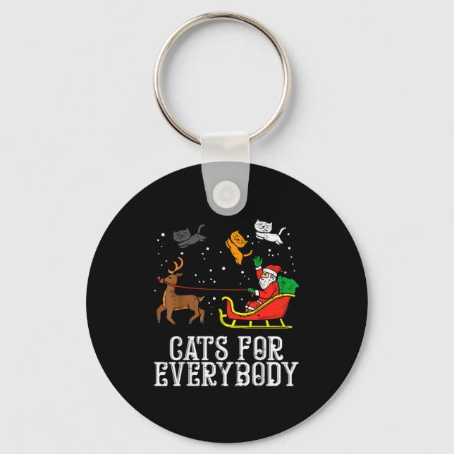 Cats For Everybody Christmas Cat Funny Xmas Women  Nyckelring (Framsida)