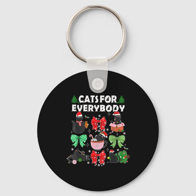 Cats For Everybody Christmas Cat Funny Xmas Women  Nyckelring (Framsida)