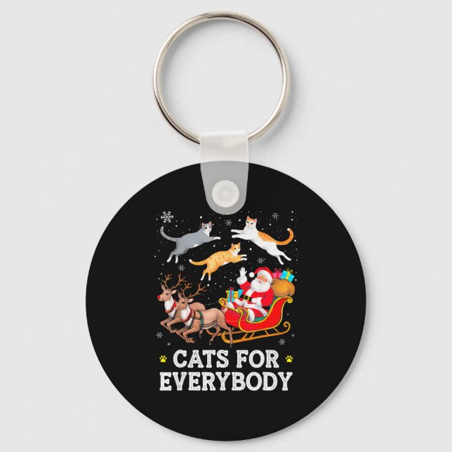 Cats For Everybody Christmas Cat Funny Xmas Women  Nyckelring (Framsida)