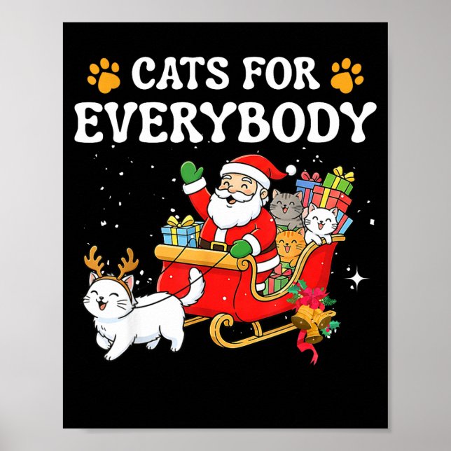 Cats For Everybody Christmas Cat Funny Xmas Women  Poster (Framsidan)