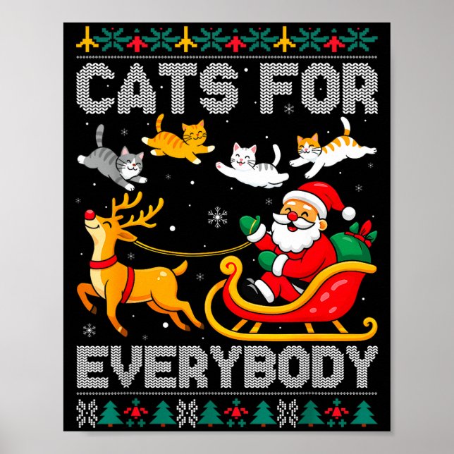Cats For Everybody Christmas Cat Funny Xmas Women  Poster (Framsidan)