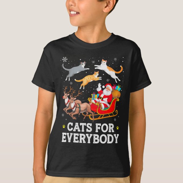 Cats For Everybody Christmas Cat Funny Xmas Women  T Shirt (Framsida)