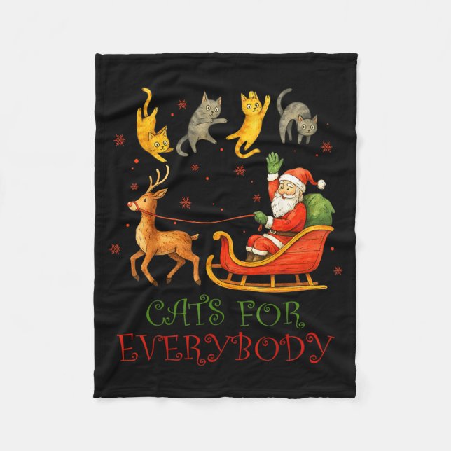 Cats For Everybody Christmas Funny Cat Xmas Santa  Fleecefilt (Framsidan)