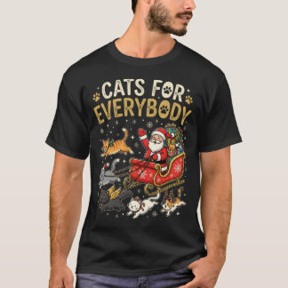 Cats for Everybody Christmas Santa Hat Funny Meowy T Shirt