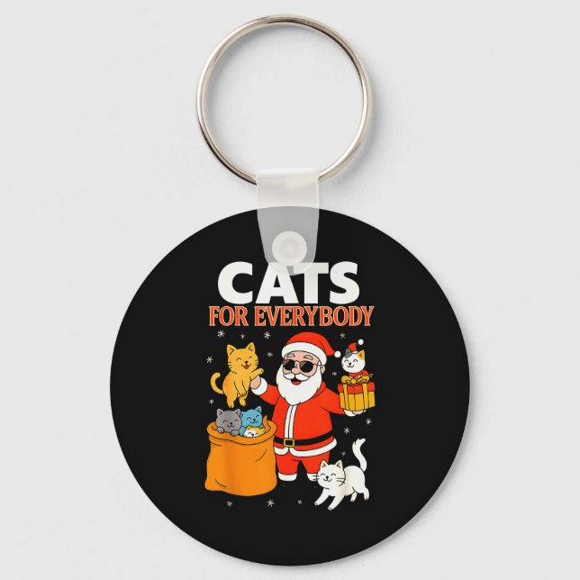 Cats For Everybody Funny Christmas Cat Xmas Santa  Nyckelring (Framsida)