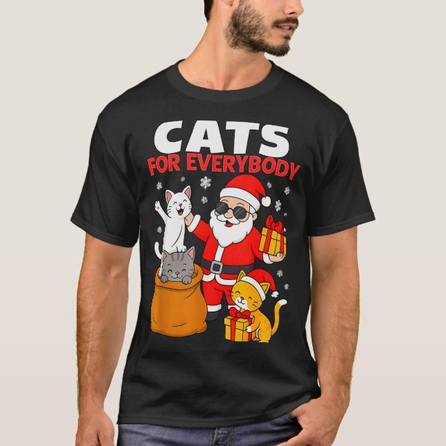 Cats For Everybody Funny Christmas Cat Xmas Santa  T Shirt (Framsida)
